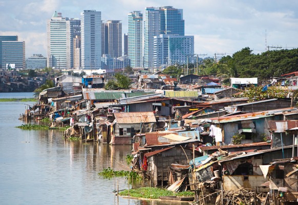 Squatter village around Pasig area Manila Philippines.